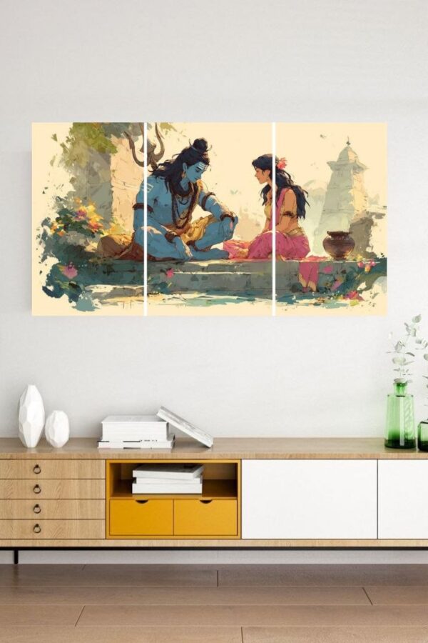 Shiv Parvati | 3-pieces-split-posters | Devotional |